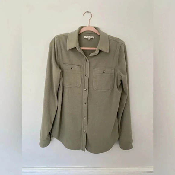 Workshop Republic Button Shacket Scandi Preppy Parisian Western Desert Autumn - Picture 2 of 10